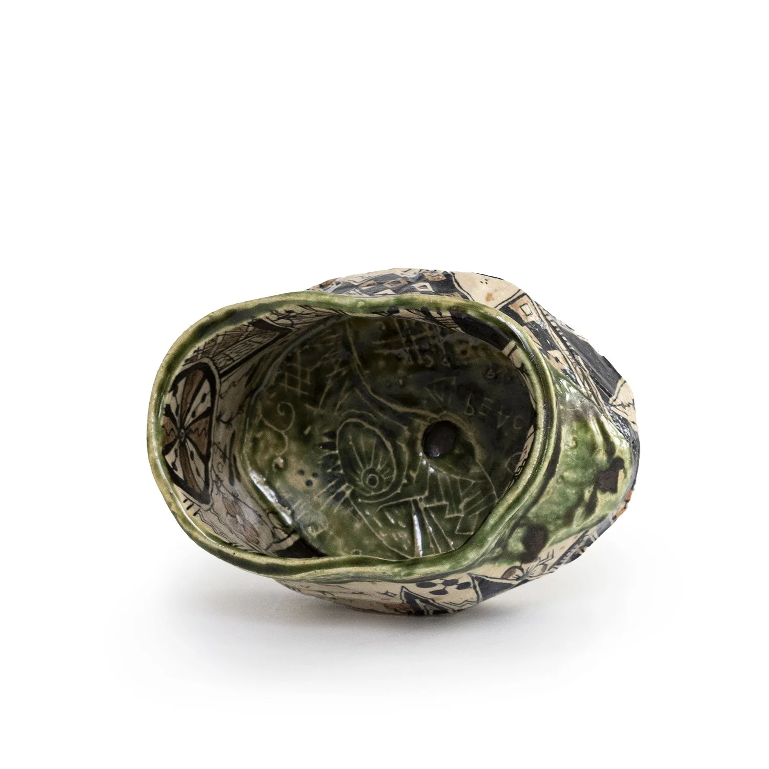 Shogo Ikeda - Oribe Chawan with Signed Box (INV# NP3761) — The